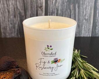 Fig & Rosemary Jam Soy Candle l 10 Ounces l Phthalate Free l Eco-Friendly l Average 60 Hour Burn Time