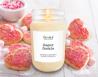 Sugar Cookie l All Natural Scented Soy Wax Candle l 8 oz or 16 oz Mason Jar l Dye Free l Hand Poured l Container Candle l Dessert Candle