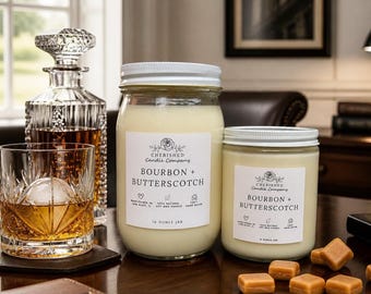Bourbon + Butterscotch, Natural Soy Wax Candle, Delicious Scent, Cozy Home Decor