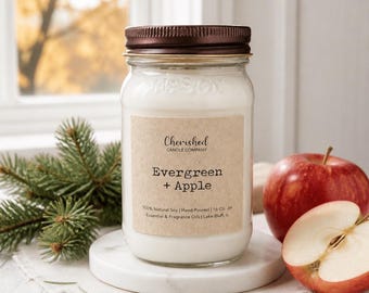 Evergreen + Apple Soy Wax Candle
