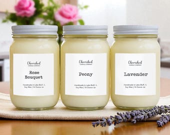 Lavender + Floral Soy Wax Candles, Naturally Scented, Pick Floral Candles, Relaxing Candles, Home Decor, Bath Candles, Calming Scents