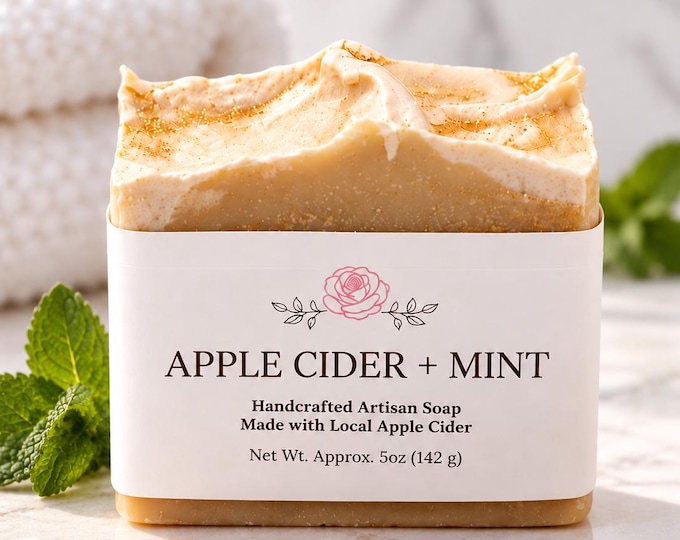 Featured listing image: Apple Cider + Mint Soap | Made with Fresh Local Apple Cider | Handmade Cold Process Soap | Essential Oil Artisan Soap