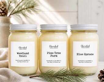 Woodsy + Pine Soy Wax Candles: Naturally Scented, Pine Scents, Woodsy Scents, Cozy Candles, Evergreen Scent