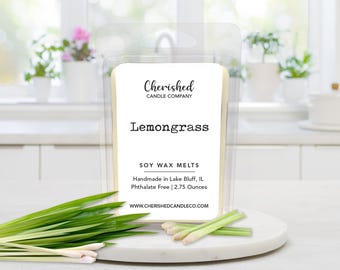 Lemongrass l All Natural Scented Soy Wax Melts l Dye Free l Hand Poured l Home Decor l Lemon Wax Melts l Fresh Scent l Lemongrass Tart Melts