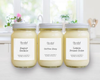 Bakery + Food + Coffee Soy Wax Candles: Mason Jar, Dessert Inspired, Scrumptious Dessert Scents, Pick Your Scent, Cozy Home Decor