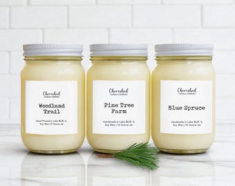 Pine + Woodsy + Evergreen Soy Wax Candles