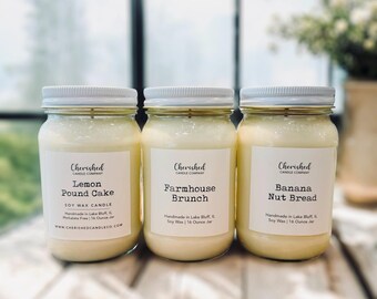 Bakery + Dessert Candles, Pure Soy Wax, Cozy Home Decor, Pick Your Scent, Mason Jar Candles, Baker Gift, Hand Poured, Small Batch, Nontoxic