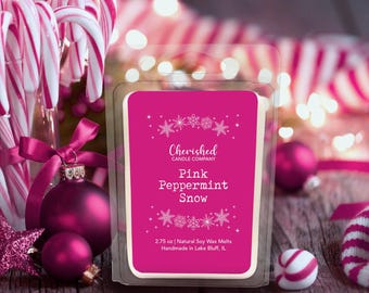 Pink Peppermint Snow, All Naturally Scented Soy Wax Melts, Christmas Scent, Peppermint Melts, Classy Melts, Pink Christmas, Pinkmas