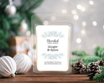 Ginger & Spice, All Natural Scented Soy Wax Melts, Hand Poured, Dye Free, Winter Wax Melts, Winter Decor, Christmas Scent, Spiced Wax Melts