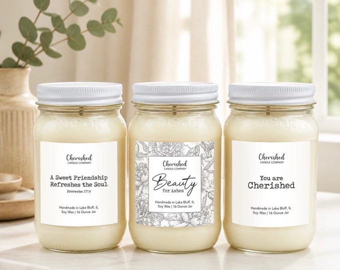 Featured listing image: The Heartfelt Moments Collection, Inspirational Soy Wax Candles, Choose your Scent and Label, Birthday Candle, Thoughtful Gifts