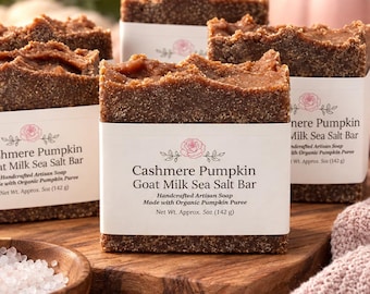 Cashmere Pumpkin Goat Milk Soap | Sea Salt Soap Bar | Exfoliating Artisan Soap | Pumpkin Soap | Handmade Fall Soap | 6oz
