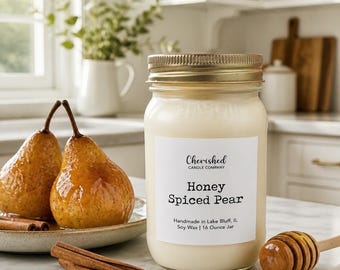 Honey Spiced Pear, Natural Soy Wax Candle, Fall Scent, Best Seller