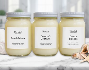 Summer Beach Candles, Naturally Scented, Nontoxic, Hand Poured, Cozy Beach Decor, Pick Your Scent, Beach House Gift, Beach Lovers, Spa Scent