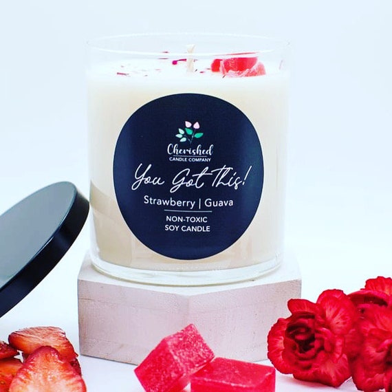 Strawberry Guava l You Got This! Soy Candle l 10 Ounces l Phthalate Free l Eco-Friendly l Average 60 Hour Burn Time