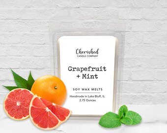 Grapefruit + Mint l Naturally Scented Soy Wax Melts l Spa Wax Melts l 2.75 Ounces l Hand Poured l Home Decor l Calming l Summer Scent