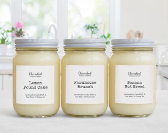 Bakery + Dessert Soy Candles, Naturally Scented, Cozy Home Decor, Pick Your Scent, Mason Jar Candles, Baker Gift, Hand Poured, Nontoxic