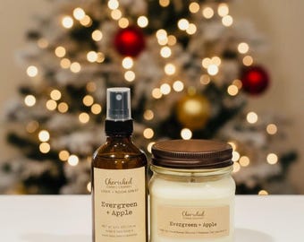 Candle and Room + Linen Spray Gift Sets, Choose Your Scent, Clean Ingredients, Aromatherapy, Gift Idea, Christmas Scented Gift Sets