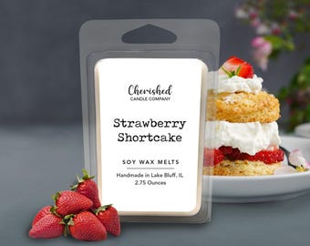 Strawberry Shortcake l All Natural Scented Soy Wax Melts l 2.75 oz l Dye Free l Hand Poured l Dessert Wax Melts l Baker Gift l Strawberry