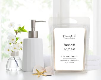 Beach Linen l All Natural Scented Soy Wax Melts l Dye Free l Hand Poured l Beach Wax Melt l Linen Melts l Fresh Fragrance l Beach Lover Gift