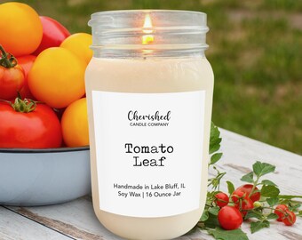 Tomato Leaf l Naturally Scented Soy Wax Candle l Hand Poured l Long Burn l  Gardener Gift l Earthy Scent l Tomato Vine l Small Batch l Vegan