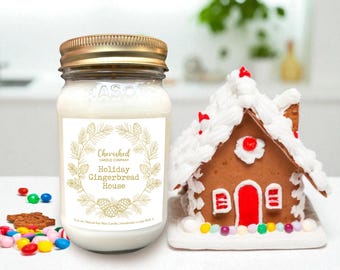 Holiday Gingerbread House, Naturally Scented Soy Candle, Gingerbread Scent, Holiday Candles, Gingerbread House Memories, Red Satin Bag