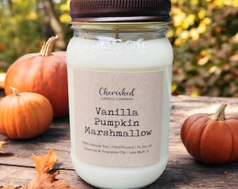 Vanilla Pumpkin Marshmallow Fall Soy Wax Candle
