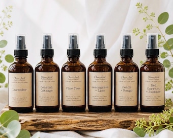 Handmade Linen + Room Spray: 4oz Amber Glass Bottle, Many Scents, Aromatherapy, Odor Eliminator, Pet Friendly
