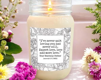 Jeremiah 31:3 MSG l Naturally Scented Soy Wax Candle l Pick Your Scent Mason Jar Candle l Bible Verse Candle l Christian Candles l Nontoxic