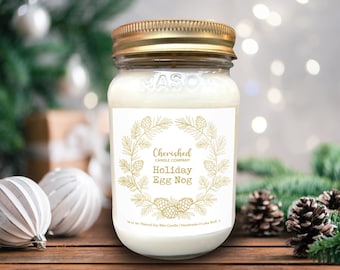 Holiday Eggnog Soy Wax Candle, Christmas Candle, Spiked Egg Nog Scent, Holiday Candles, Fun Christmas Candles, Gourmand Scent, Nontoxic