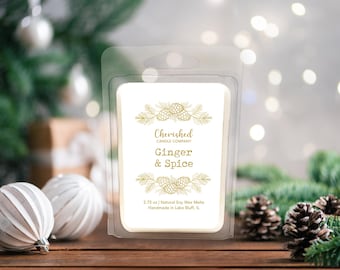 Ginger & Spice, All Natural Scented Soy Wax Melts, Hand Poured, Dye Free, Winter Wax Melts, Winter Decor, Christmas Scent, Spiced Wax Melts