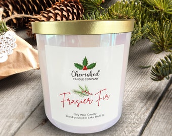 Frasier Fir Soy Wax Candle l 10 Ounces l Phthalate Free l Eco-Friendly l Average 60 Hour Burn Time