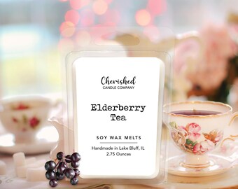 Elderberry Tea l Naturally Scented Soy Wax Melts l Hand Poured l 2.75 oz l Luxurious Scent l Spa Scent l Tea Melts l Tea Lover l Dye Free