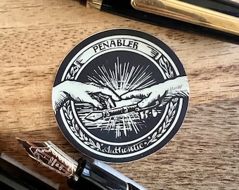 Penabler Sticker, Funny Vinyl Decal for Fountain Pen Lovers in vintage badge style