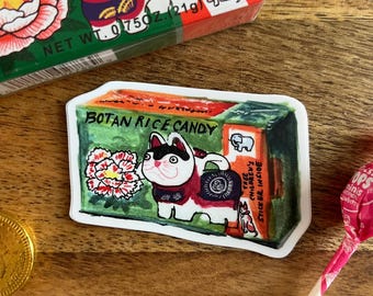 Botan Rice Candy Sticker, Asian Snack Treat Decal
