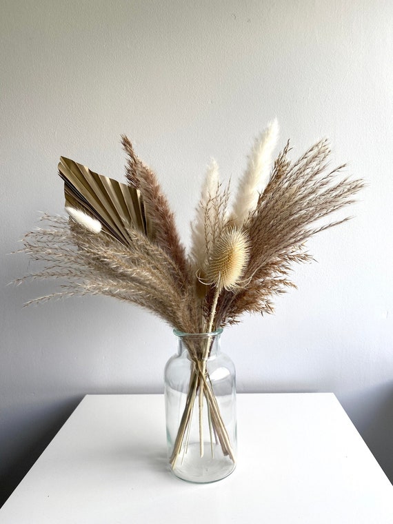 Glass Bottle Vase Clear Glass Vase Bunny Tail Vase Dried Etsy UK