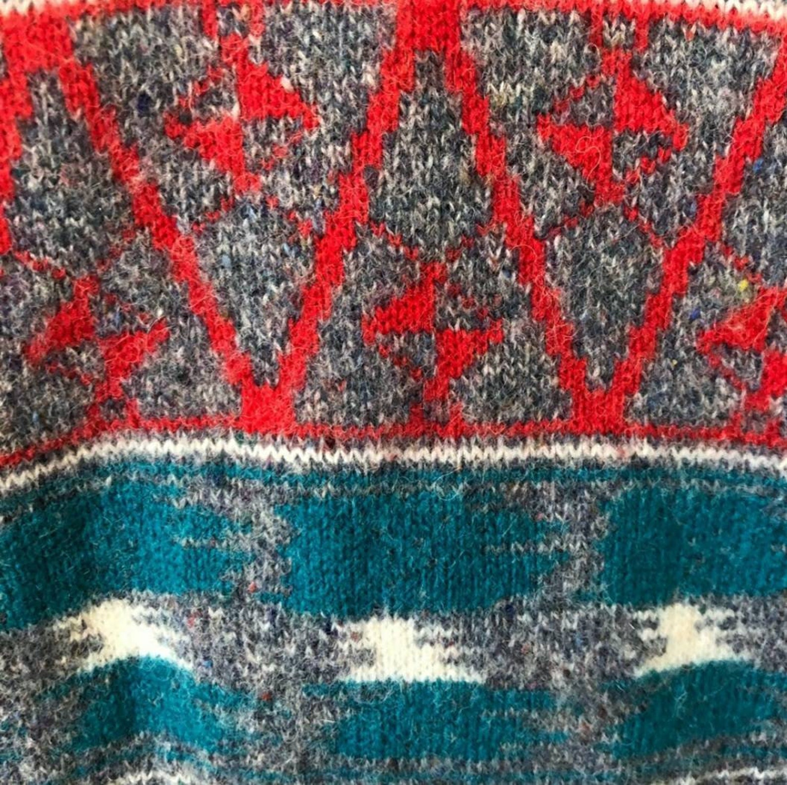 Vintage 90s Hunt Club Grey Red Teal Nordic Fair Isle Sweater | Etsy