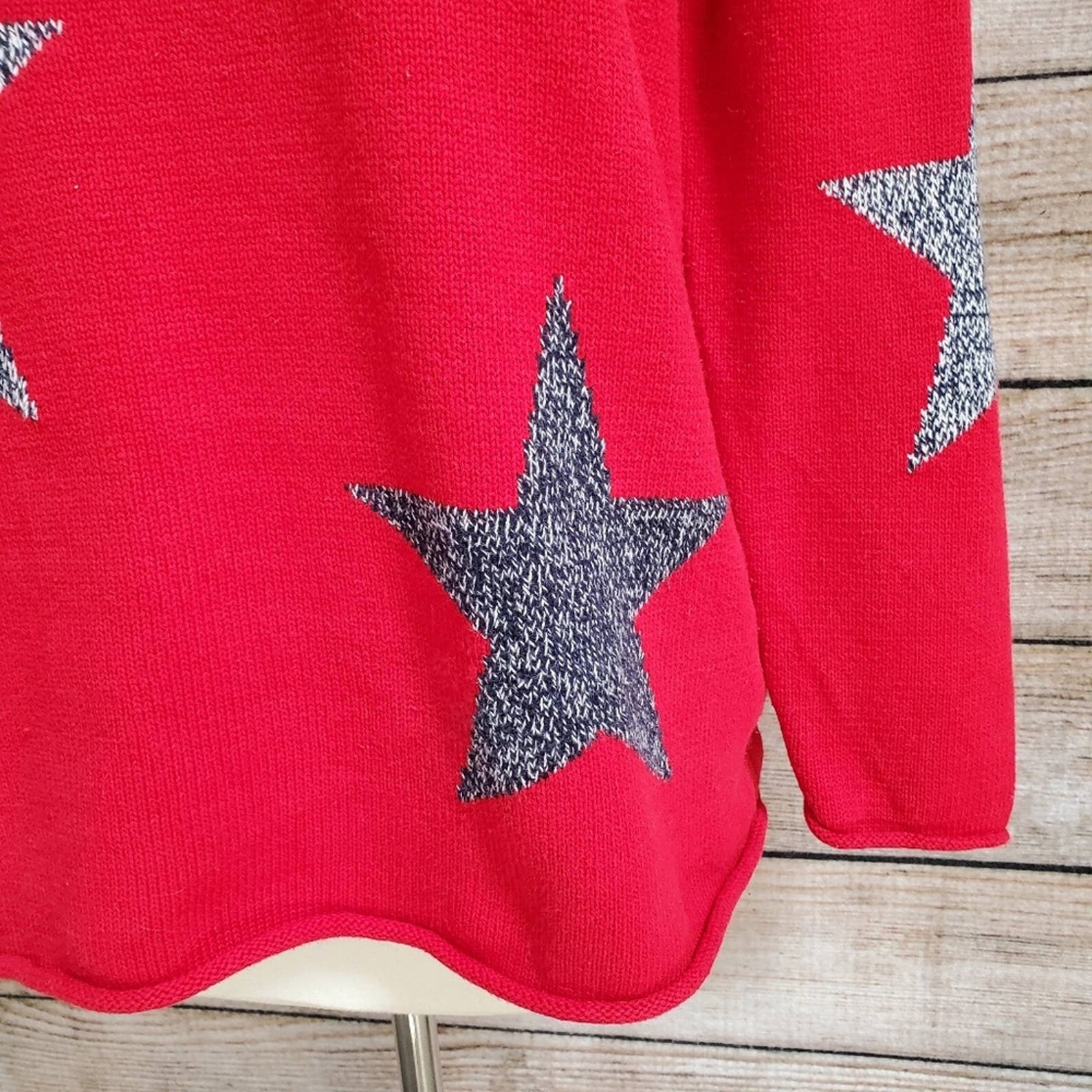 Vintage 90s Y2K Red Navy White Star Sweater Womens Size | Etsy