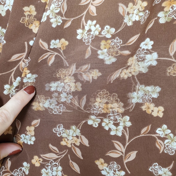 Vintage 90s Brown Peach White Floral High Rise Lo… - image 4