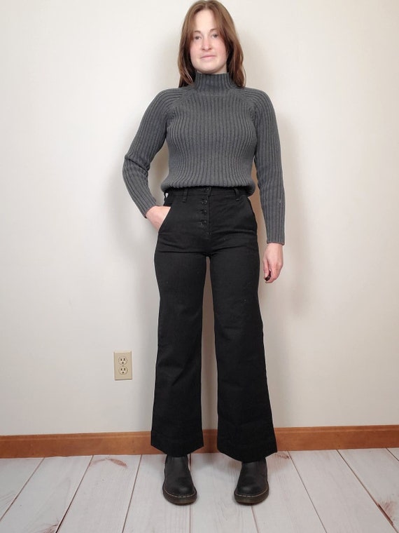 Vintage 90s Charcoal Gray Mockneck Ribbed Cotton S