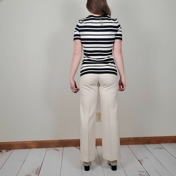 Vintage 60s Mod Navy White Striped Square Neck Sh… - image 4