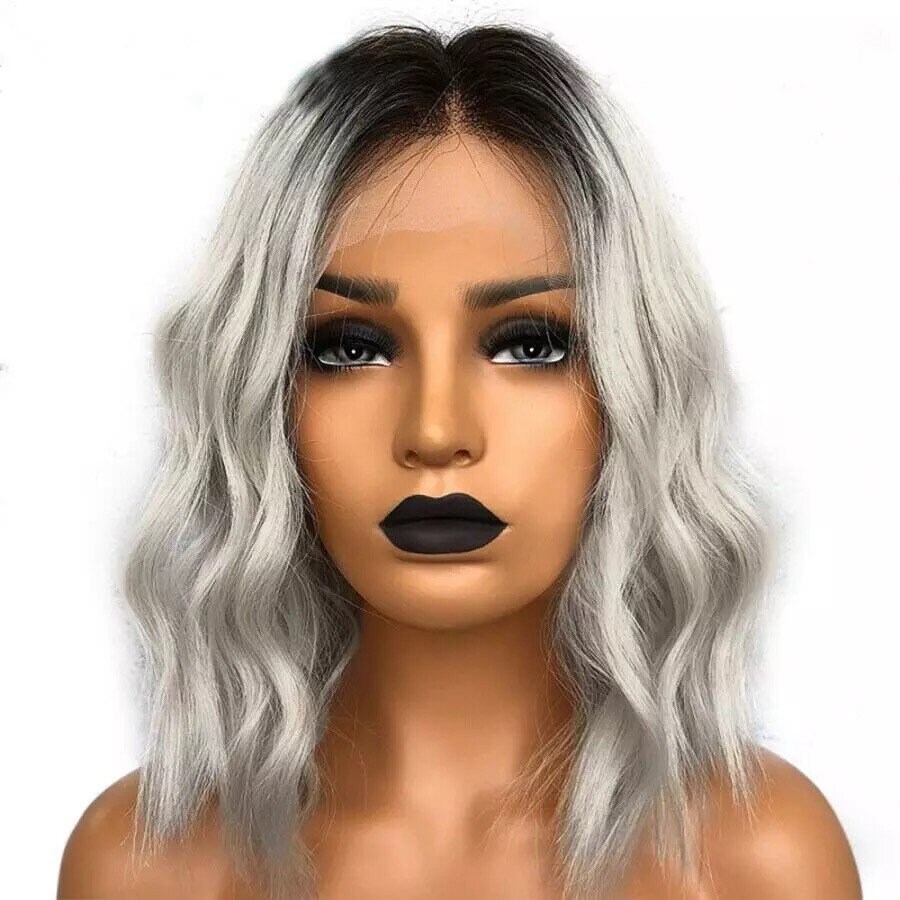 Grey Human Hair Wig Etsy