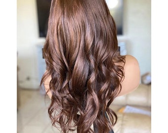 Mongolian Chocolate Brown Wavy Preplucked Silk Base Human Hair - Etsy Australia Mongolian Chocolate Brown Wavy Preplucked Silk Base Human Hair - Etsy Australia