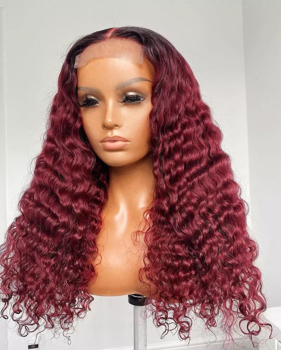 Ombré Burgundy Remy Hair Wig 5x5 Human Hair Wig - Etsy UK