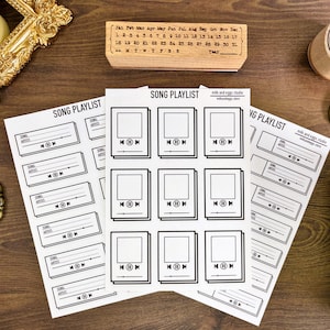 Music Playlist Sticker Sheet, Musical Planning Stickers, Vintage Bullet Journal Stickers, Journaling, Bujo Planner Sticker