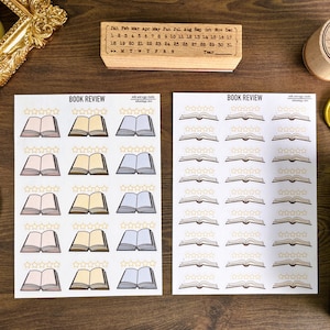 Book Review Journal Sticker Sheet, Tracking Stickers, Study Stickers, Bullet Journal Stickers,  Planner Stickers, Bujo Journaling Sticker