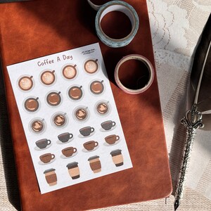 Coffee A Day Sticker Sheet, Self Love Caffeine Planning Stickers, Self Care Cafe Bullet Journal, Healthy Bujo Planner, Barista Icon