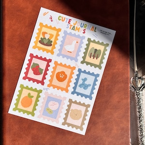 Hoja de pegatinas con sellos para diario, diseño floral, Bullet Journal con garabatos kawaii, pegatinas para diario con garabatos, planificador estético