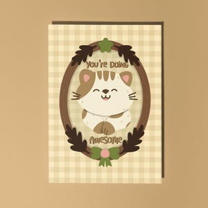 You're Awesome Birthday Cards, Cute Funny Cat Card, Punny Love Friend Greeting Card, Card for Her, Card for Him