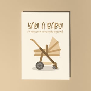 Yay Baby Congrats Cards, Cute Funny Baby Card, Punny Love Friend Greeting Card, Little One Card for Her, Babies Card for Him