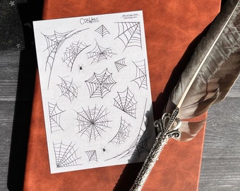 Spinnennetz Bujo Sticker Blatt, Halloween Mystische Sticker, Spinne Mystic Witchcraft Bullet Journal Dark Web Magic, Gruselige Hexe Planer